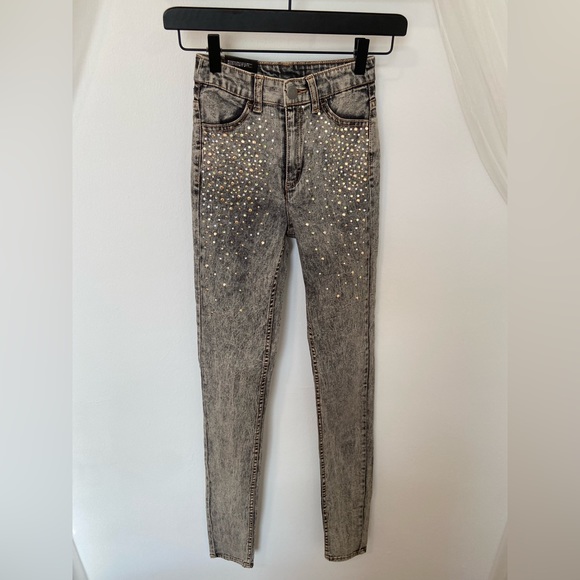 H&M NWT High-Rise Skinny Jeans w/ Rhinestones - Picture 1 of 16
